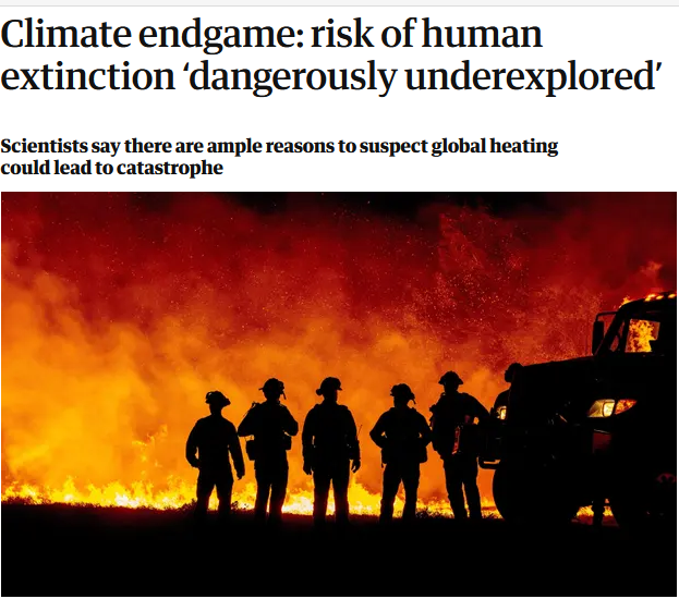 Climate endgame: risk of human extinction ‘dangerously underexplored’